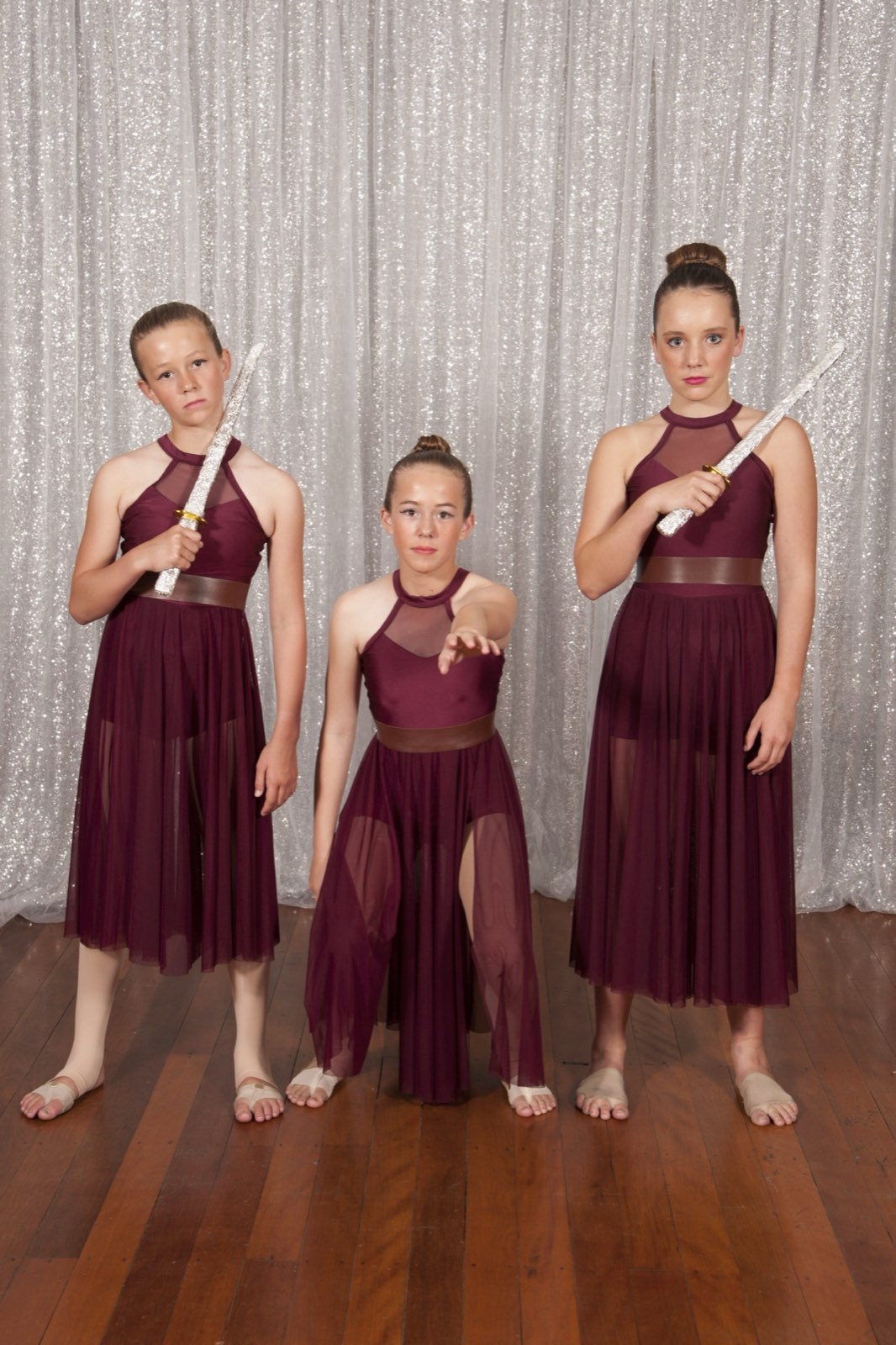 Waves senior lyrical trio in burgundy